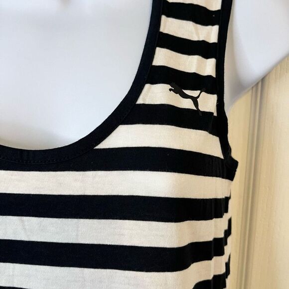 Puma Women's Black And White Scoop Neck Striped Swing Tank Top Size Small NWT - Picture 3 of 8